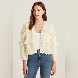Ulla Johnson Fringe Tassle Knit Cardigan Size Small Color Cream